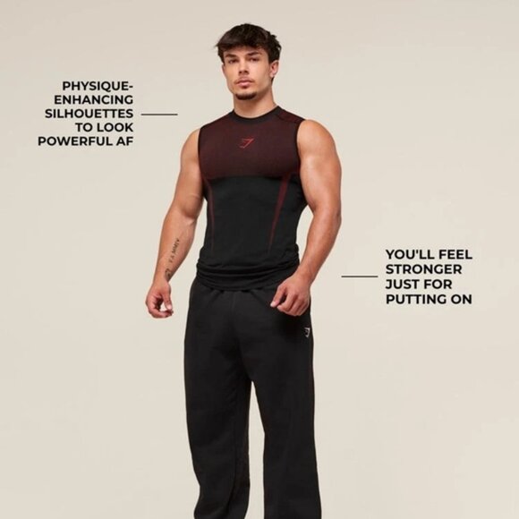 Gymshark Onyx 5.0 Tank Top Black/Carmine Red - Picture 4 of 6